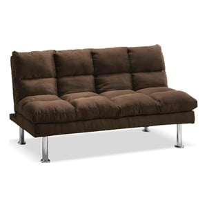 Furniture of America Ryven Biscuit Tufted Microfiber Futon Sofa Bed in Brown