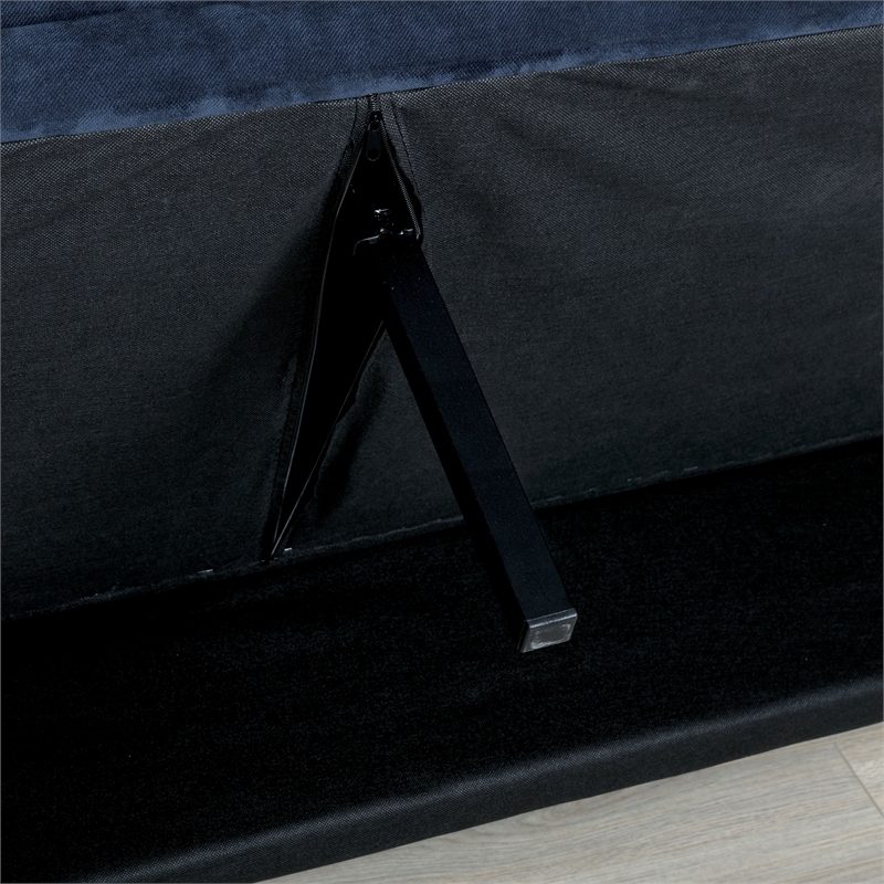 Furniture of America Ryven Biscuit Tufted Microfiber Futon Sofa Bed in Navy