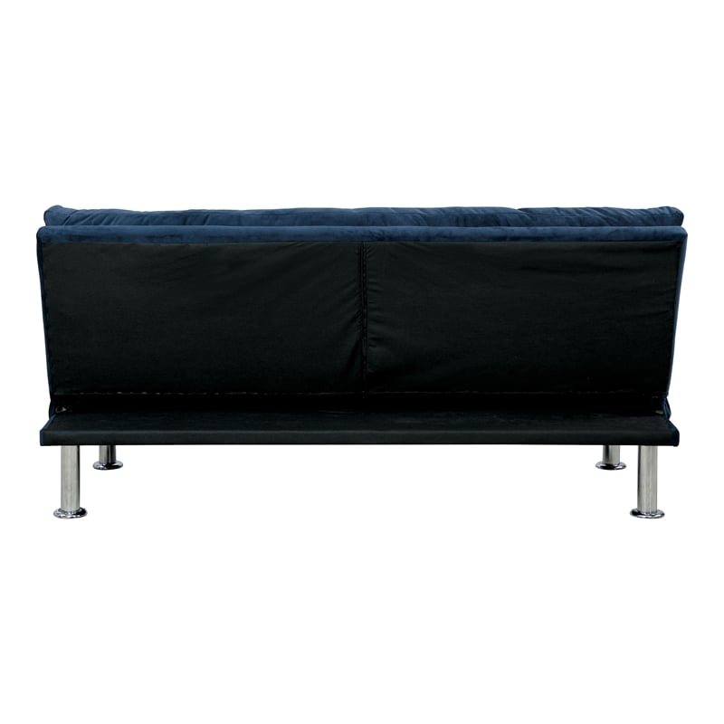 Furniture of America Ryven Biscuit Tufted Microfiber Futon Sofa Bed in Navy