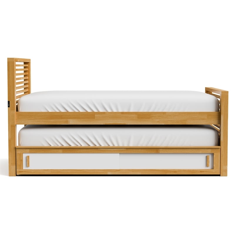 Furniture of America Corwin Wood Full Oak Captain Bed with Trundle and USB Port