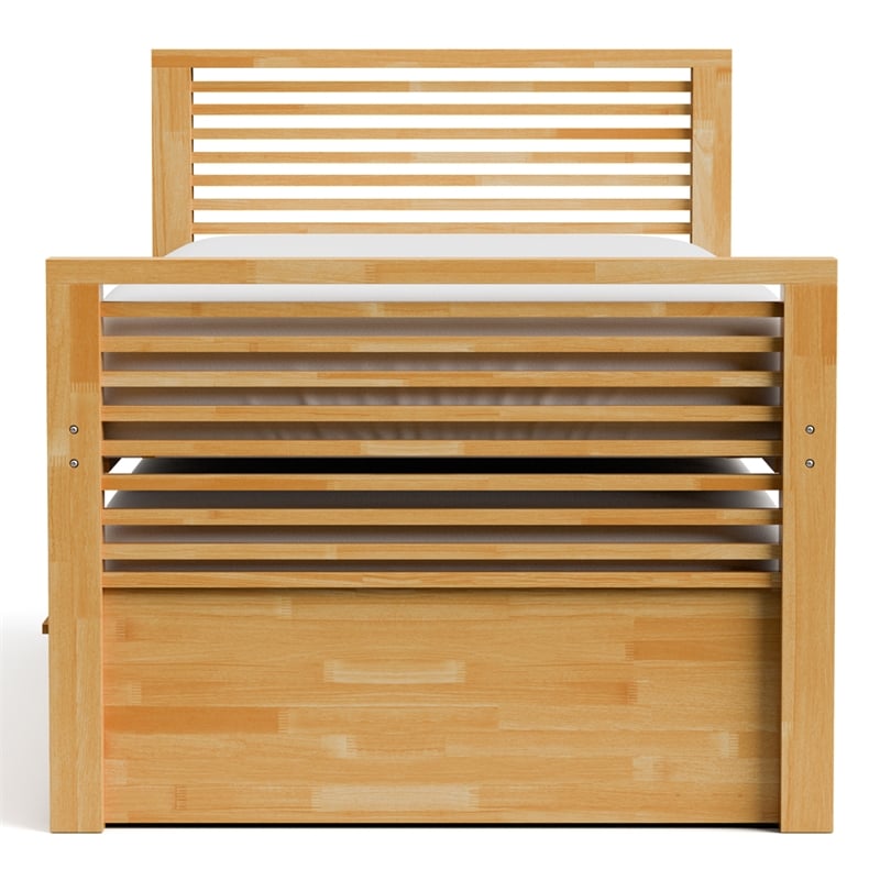 Furniture of America Corwin Wood Full Oak Captain Bed with Trundle and USB Port