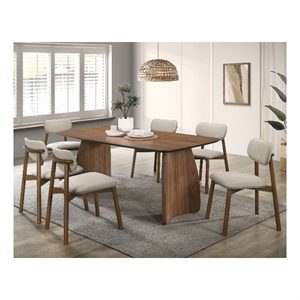 Furniture of America Haukea Wood 7-Piece Dining Table Set in Walnut