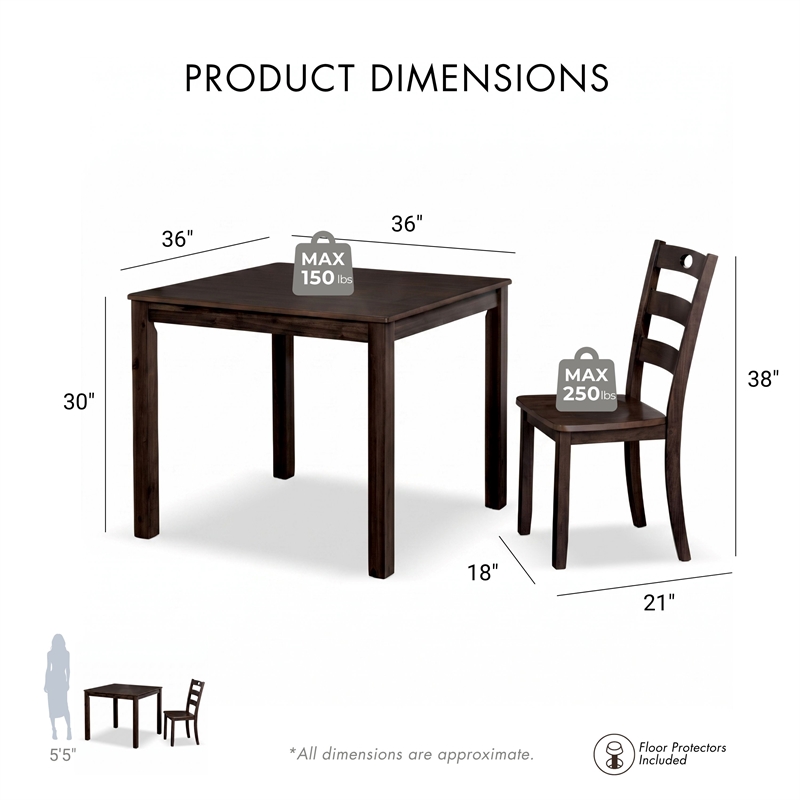 Furniture of America Haarven Wood 5-Piece Dining Table Set in Espresso