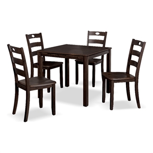 Furniture of America Haarven Wood 5-Piece Dining Table Set in Espresso