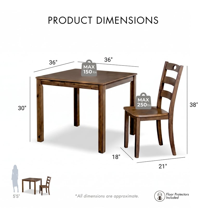 Furniture of America Haarven Wood 5-Piece Dining Table Set in Walnut