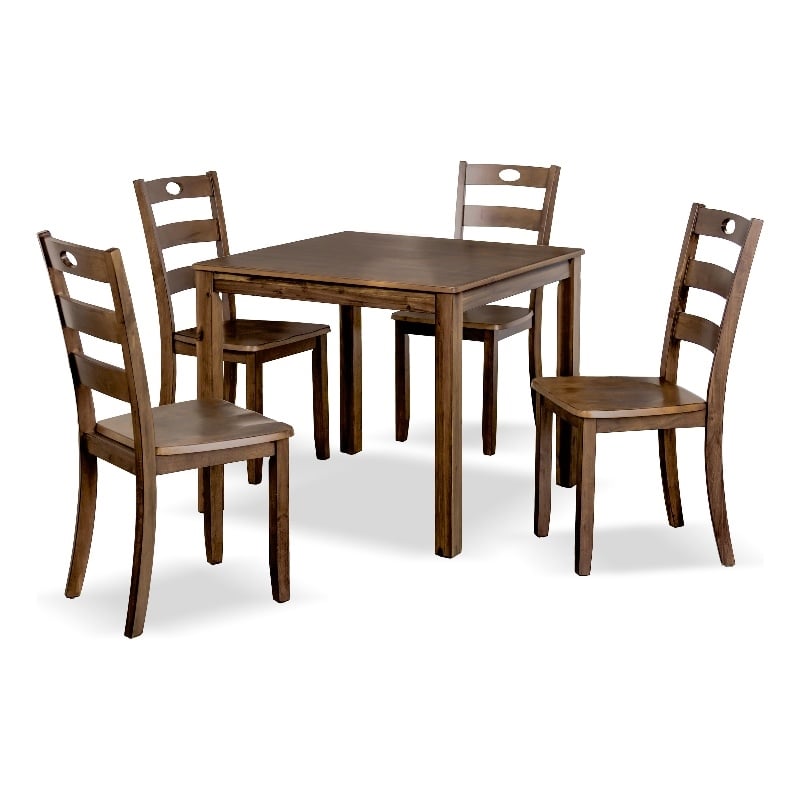 Furniture of America Haarven Wood 5-Piece Dining Table Set in Walnut