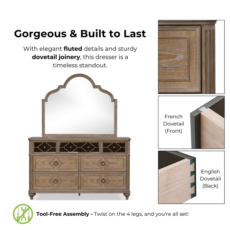 Furniture of America Weile Wood Queen 6-Piece Bedroom Set in Oak
