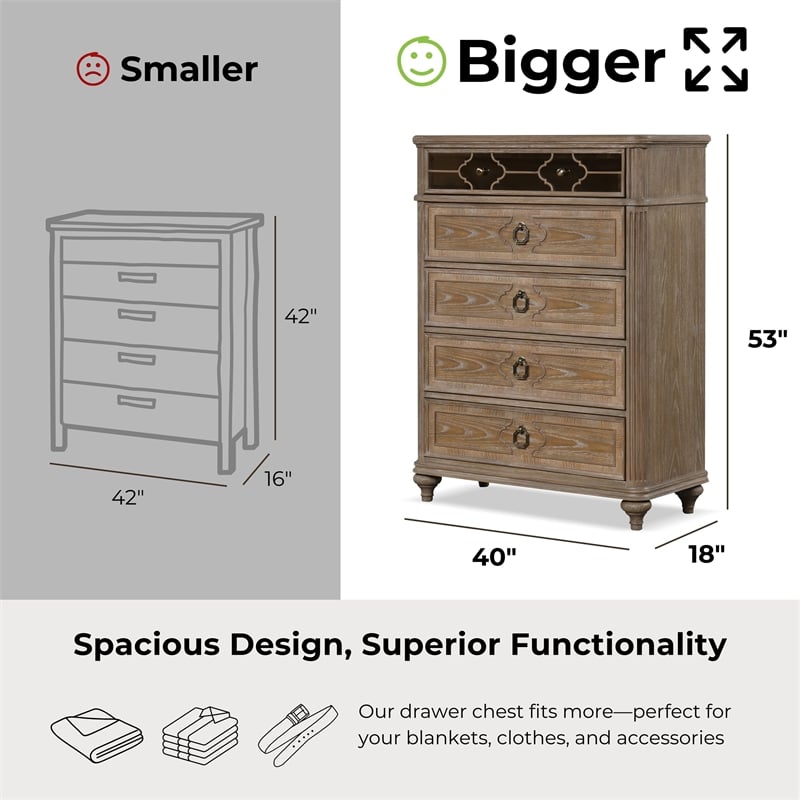Furniture of America Weile Wood Queen 6-Piece Bedroom Set in Oak