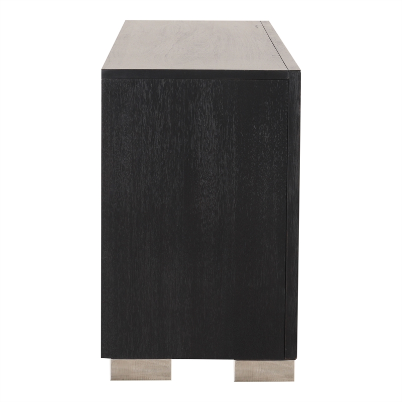 Furniture of America Sarai Wood 60-inch TV Stand with Fireplace in Black