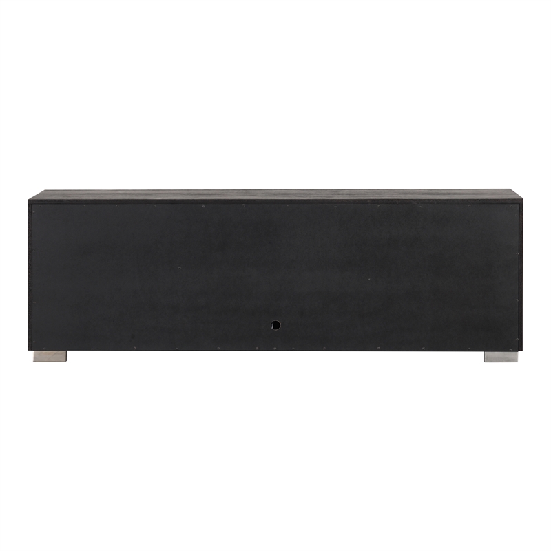 Furniture of America Sarai Wood 72-inch TV Stand with Fireplace in Black