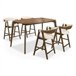 Furniture of America Alara Wood 5-Piece Counter Dining Table Set in Walnut