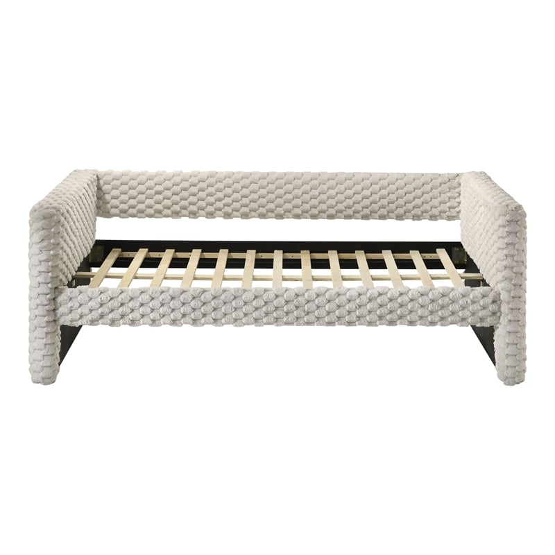 Furniture of America Ladell Fabric and Wood Twin Daybed with Trundle in White