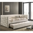 Furniture of America Buryn Fabric and Wood Twin Daybed with Trundle in Beige