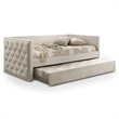 Furniture of America Buryn Fabric and Wood Twin Daybed with Trundle in Beige