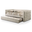 Furniture of America Buryn Fabric and Wood Twin Daybed with Trundle in Beige