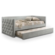 Furniture of America Buryn Fabric and Wood Twin Daybed with Trundle in Gray