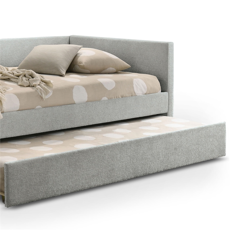 Furniture of America Buryn Fabric and Wood Twin Daybed with Trundle in Gray