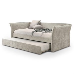 Furniture of America Liovet Fabric and Wood Twin Daybed with Trundle in Beige