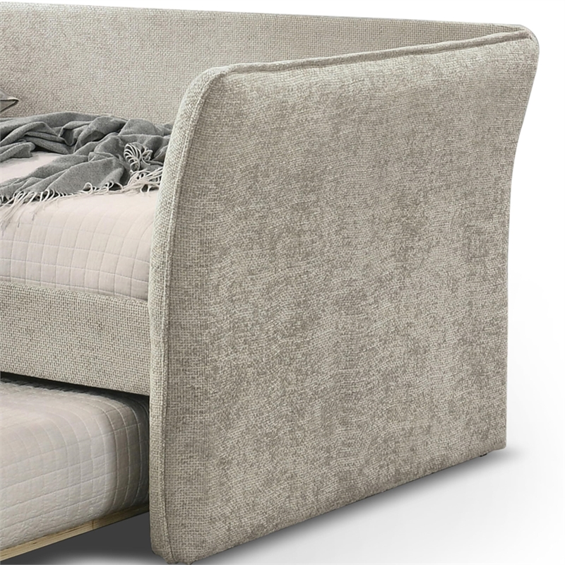 Furniture of America Liovet Fabric and Wood Twin Daybed with Trundle in Beige