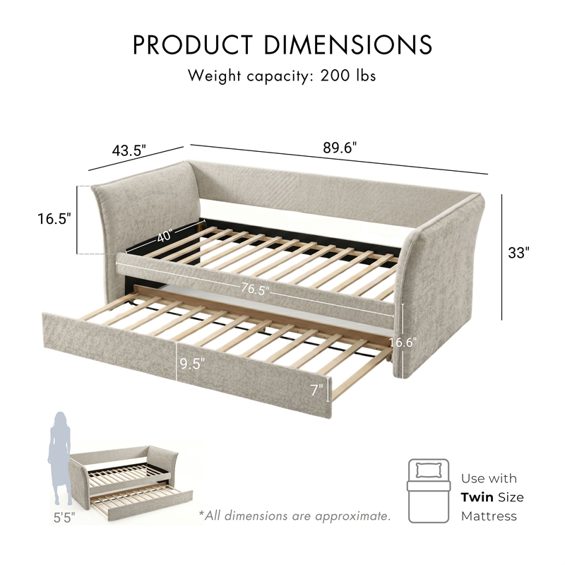 Furniture of America Liovet Fabric and Wood Twin Daybed with Trundle in Beige