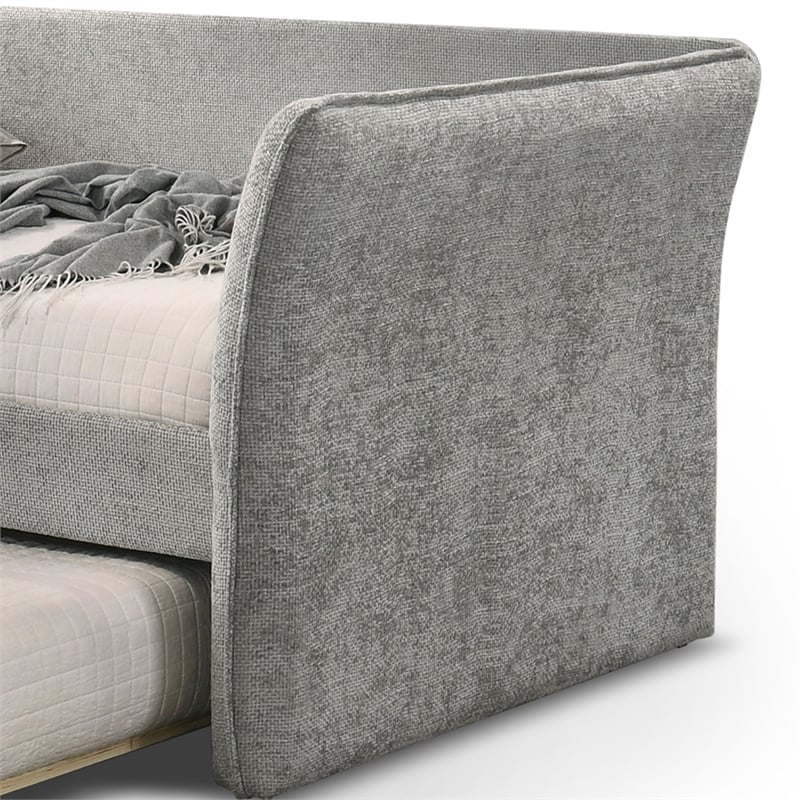 Furniture of America Liovet Fabric and Wood Twin Daybed with Trundle in Gray