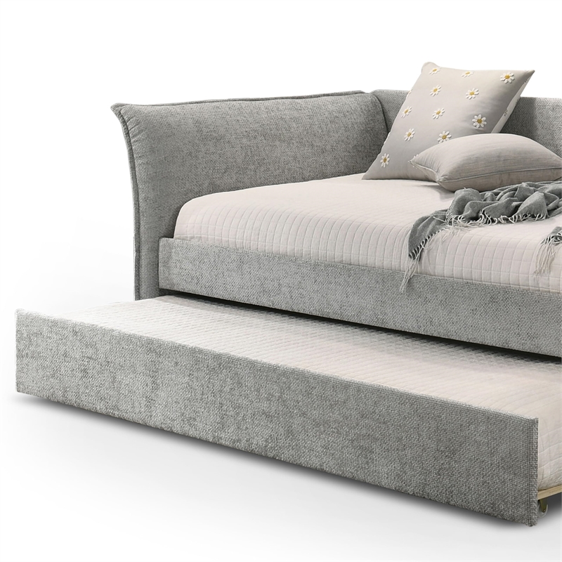 Furniture of America Liovet Fabric and Wood Twin Daybed with Trundle in Gray