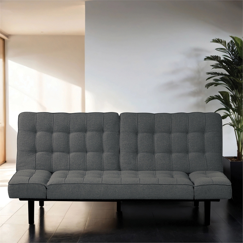 Furniture of America Sunith Fabric and Wood Futon Sofa Bed in Dark Gray