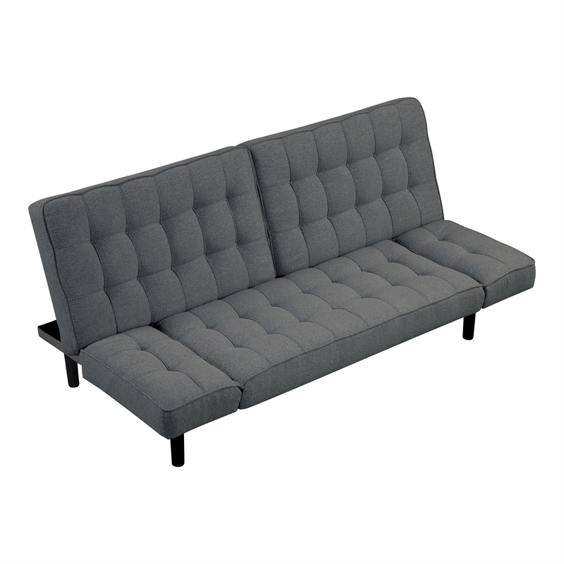 Furniture of America Sunith Fabric and Wood Futon Sofa Bed in Dark Gray