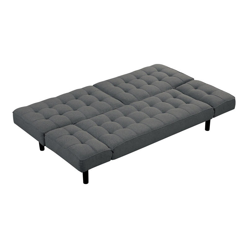 Furniture of America Sunith Fabric and Wood Futon Sofa Bed in Dark Gray