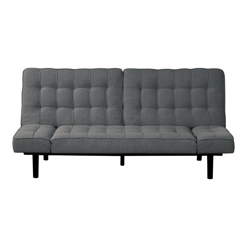 Furniture of America Sunith Fabric and Wood Futon Sofa Bed in Dark Gray