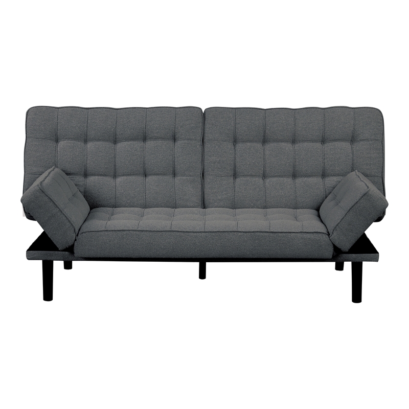 Furniture of America Sunith Fabric and Wood Futon Sofa Bed in Dark Gray