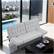 Furniture of America Sunith Fabric and Wood Futon Sofa Bed in Light Gray