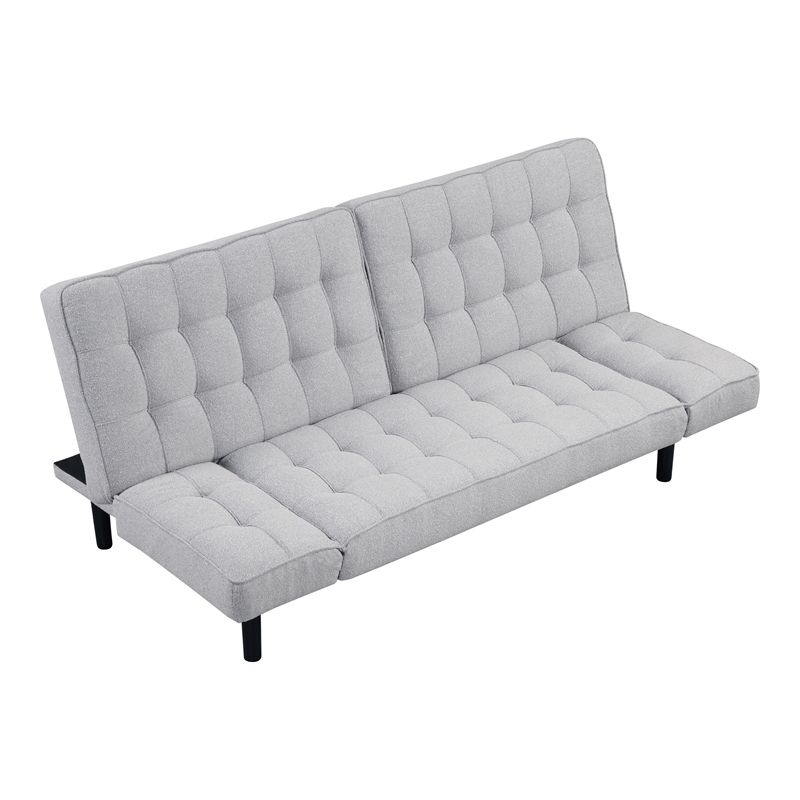 Furniture of America Sunith Fabric and Wood Futon Sofa Bed in Light Gray