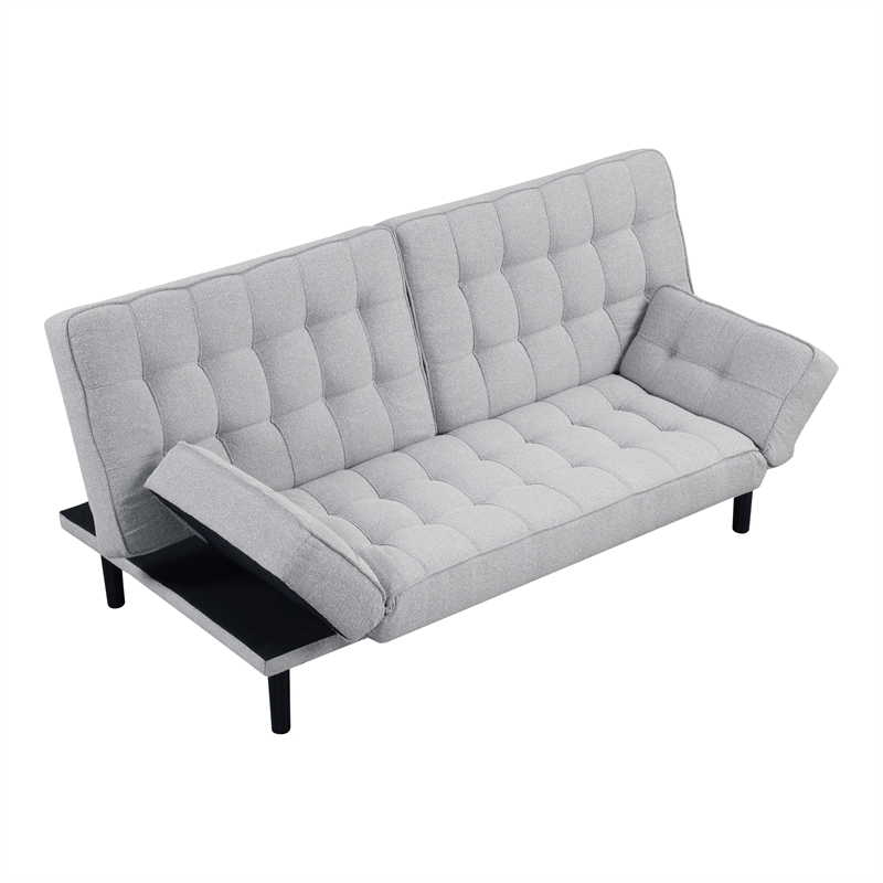 Furniture of America Sunith Fabric and Wood Futon Sofa Bed in Light Gray