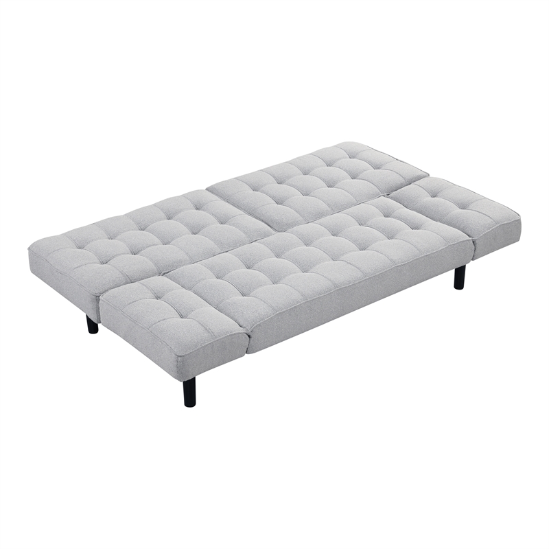 Furniture of America Sunith Fabric and Wood Futon Sofa Bed in Light Gray
