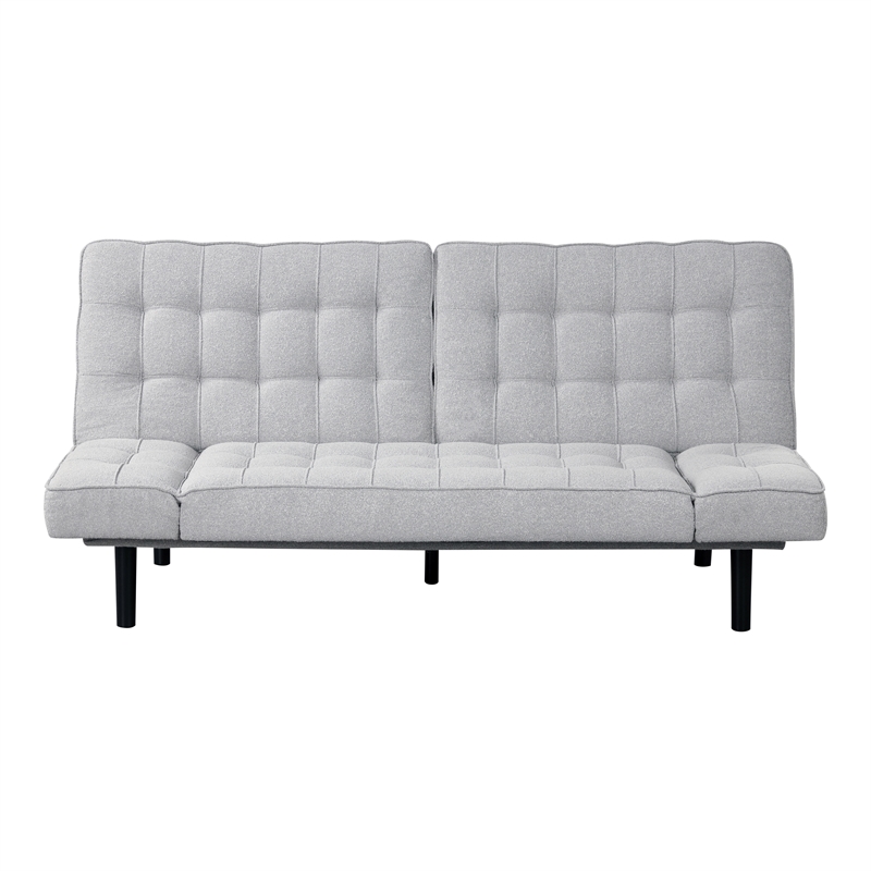 Furniture of America Sunith Fabric and Wood Futon Sofa Bed in Light Gray