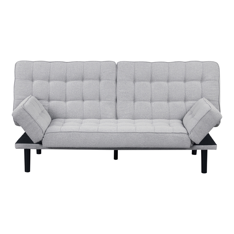 Furniture of America Sunith Fabric and Wood Futon Sofa Bed in Light Gray