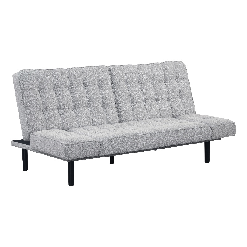 Furniture of America Sunith Fabric and Wood Futon Sofa Bed in Light Gray