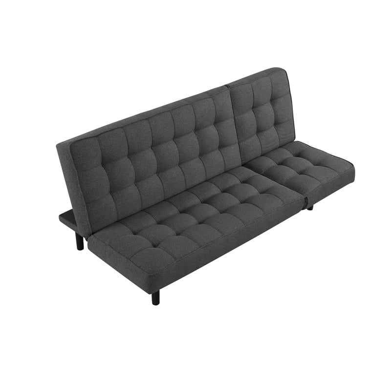 Furniture of America Willen Fabric and Wood Futon Sofa Bed in Dark Gray