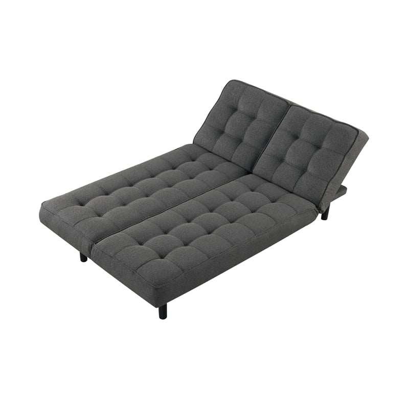 Furniture of America Willen Fabric and Wood Futon Sofa Bed in Dark Gray