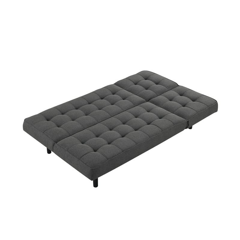 Furniture of America Willen Fabric and Wood Futon Sofa Bed in Dark Gray