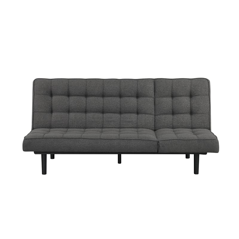 Furniture of America Willen Fabric and Wood Futon Sofa Bed in Dark Gray