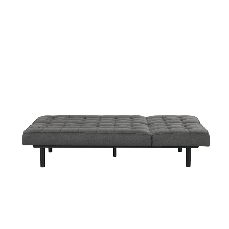 Furniture of America Willen Fabric and Wood Futon Sofa Bed in Dark Gray