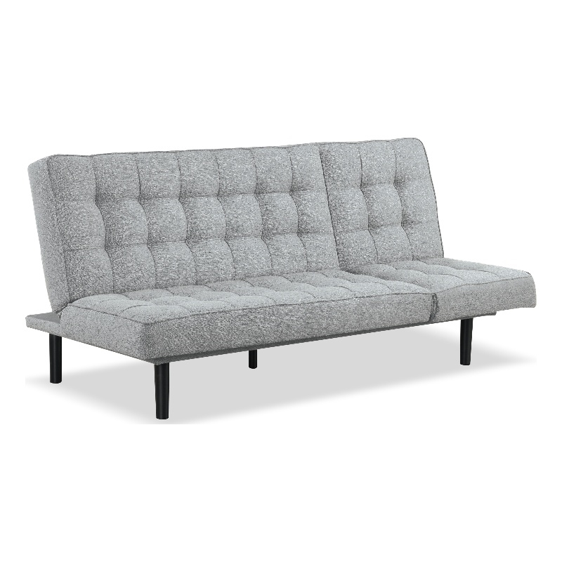 Furniture of America Willen Fabric and Wood Futon Sofa Bed in Light Gray