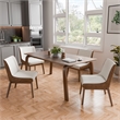 Furniture of America Senoil Boucle Fabric 5-Piece Dining Table Set in Walnut