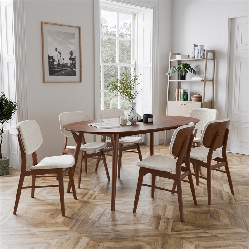 Furniture of America Vivendel Wood 7-Piece Dining Table Set in Walnut