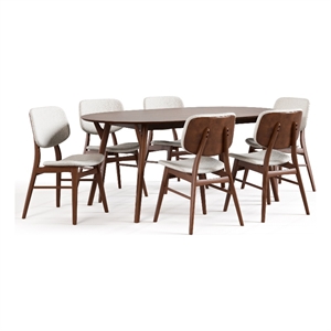 Furniture of America Vivendel Wood 7-Piece Dining Table Set in Walnut