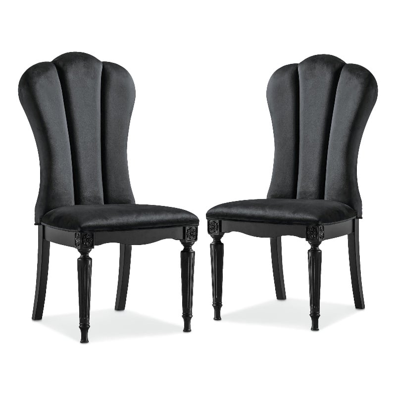 Furniture of America Seabliss Wood and Fabric Side Chairs in Black (Set of 2)