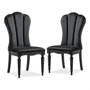 Furniture of America Seabliss Wood and Fabric Side Chairs in Black (Set of 2)