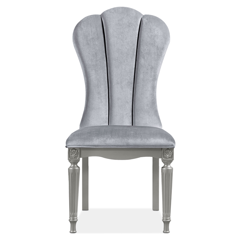 Furniture of America Seabliss Wood and Fabric Side Chairs in Silver (Set of 2)